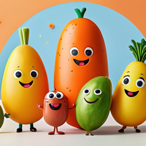 코코몽의 상업적 성공 분석 - A joyful and colorful scene featuring Cocomong, the sausage-shaped character, alongside his friends ...