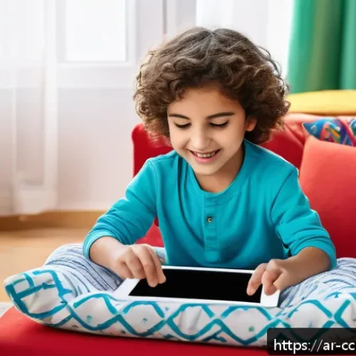 Home 17 코코몽 관련 교육 자료 추천 - A vibrant and colorful scene showing an Arabic child around 5 years old wearing casual clothes and p...