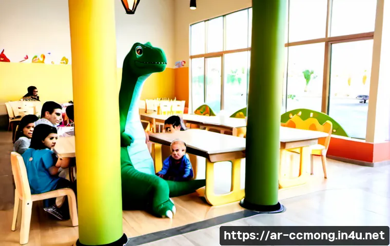 코코몽과 키즈카페 협업 사례 - Photorealistic family-friendly kids café partnership scene in a modern Gulf Arab city, a cheerful gr...